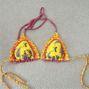 Vibrant Yellow and Red Bikini Top